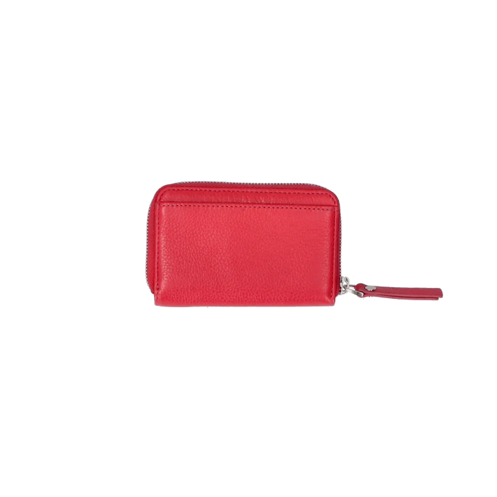 Achterkant Fmme kleine leren portemonnee rood #kleur_rood