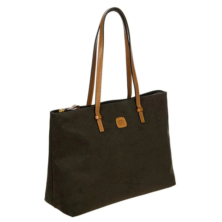 Zijkant Bric's 05818 life schoudertas olijf #kleur_olijf