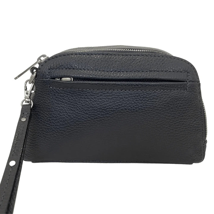 Achterkant Gigi Fratelli leren schoudertas navy #kleur_navy