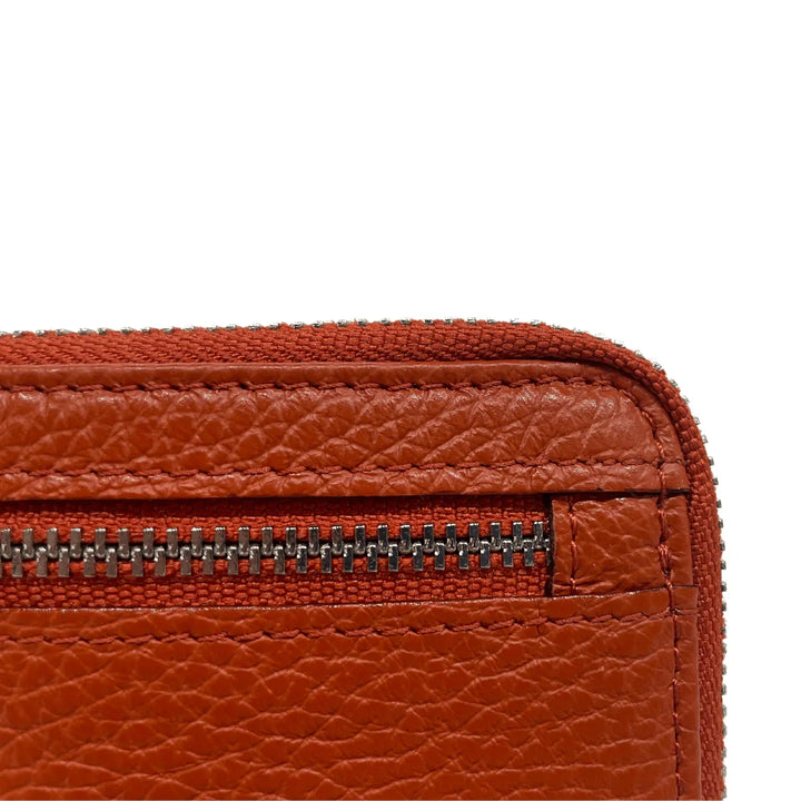 Details van het leer van de Gigi Fratelli leren sleutel etui oranje #kleur_oranje