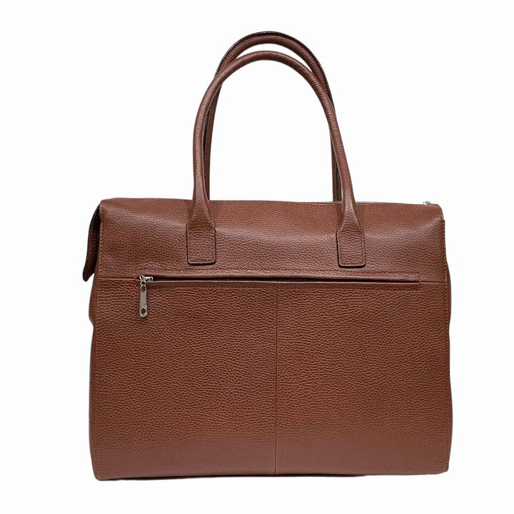 Gigi Fratilli -Brandy - Schouder Werktas - 15" - Gielen Lederwaren #kleur_cognac