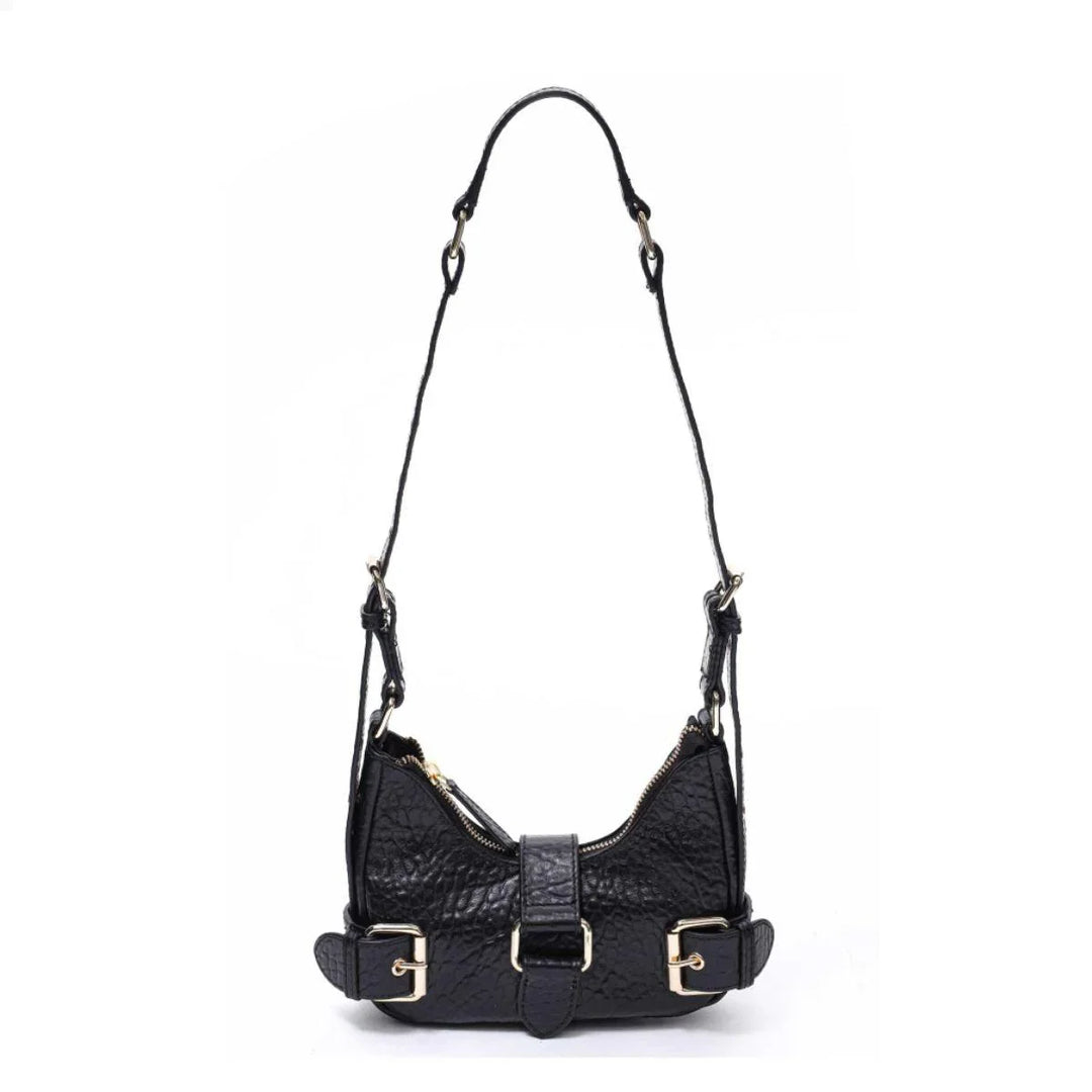 Voorkant Nunoo Palma leren schoudertas zealand black #kleur_zealand-black