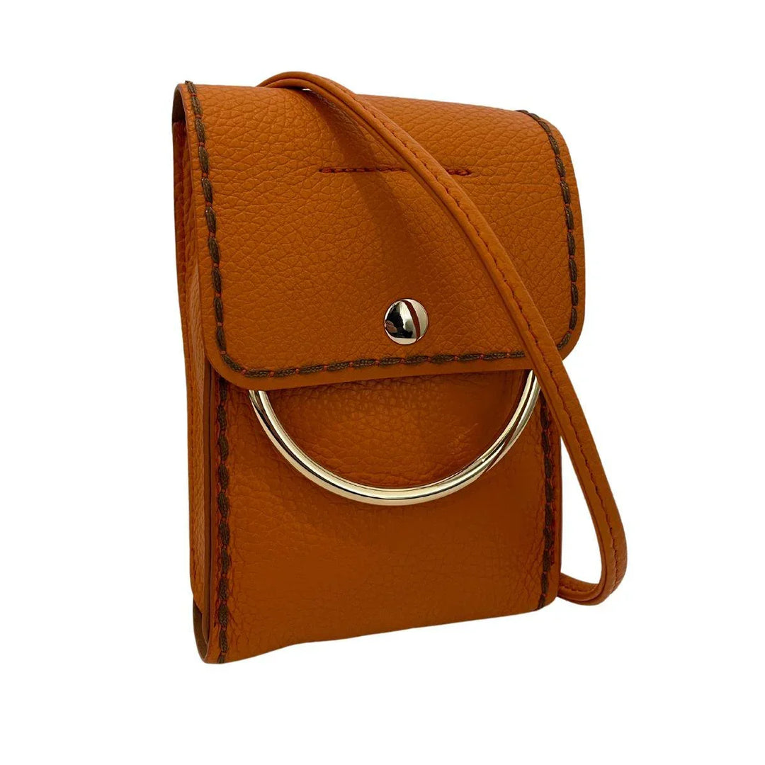 Voorkant met schouderriem Plinio Mandarino 20628 leren telefoonschoudertas orange #kleur_orange