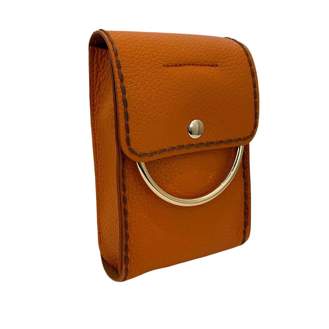 Voorzijde Plinio Mandarino 20628 leren telefoonschoudertas orange #kleur_orange