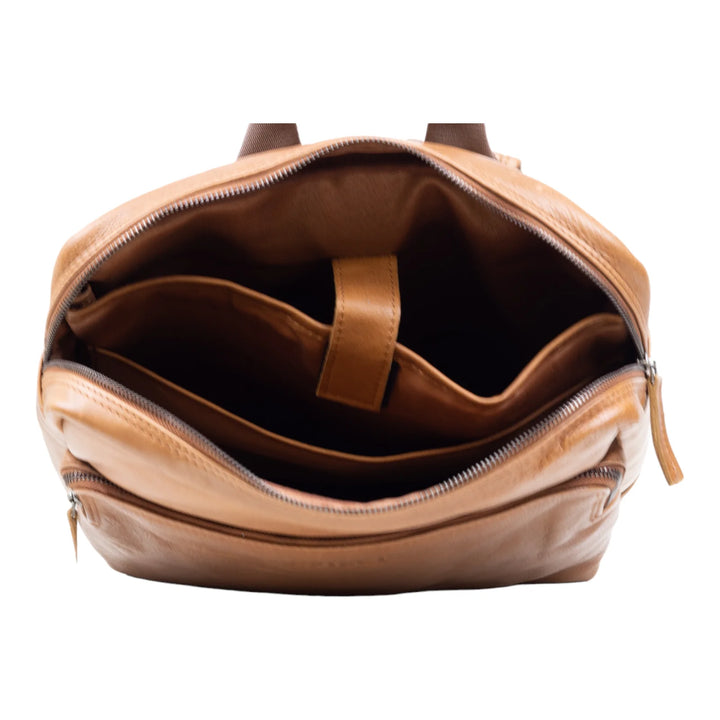 Binnenkant DSTRCT State Street laptop rugzak 16 inch cognac #kleur_cognac