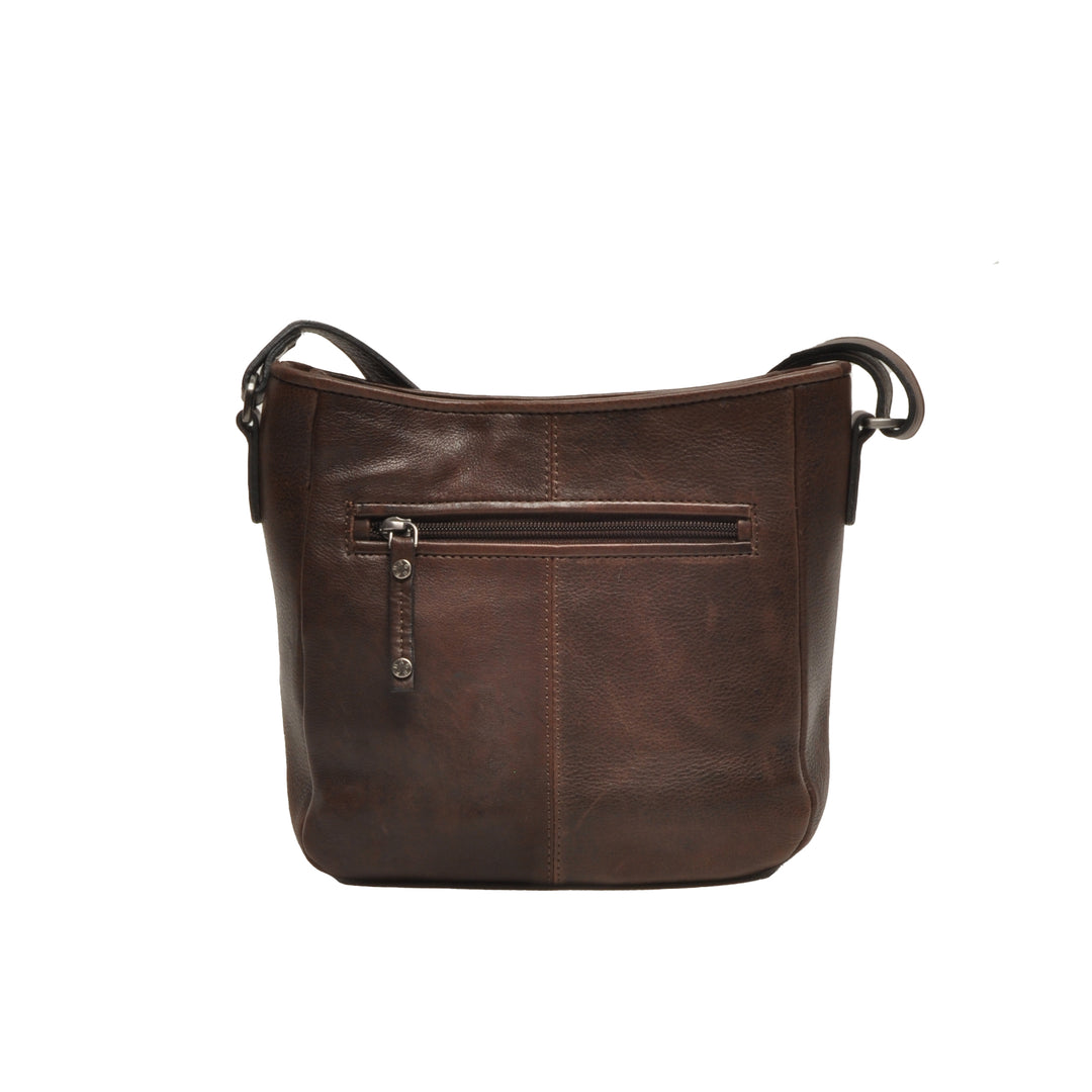 Achterkant van de Berba Lucca 335-044 leren crossbody tas donkerbruin #kleur_donkerbruin