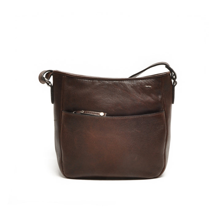 Voorkant van de Berba Lucca 335-044 leren crossbody tas donkerbruin #kleur_donkerbruin