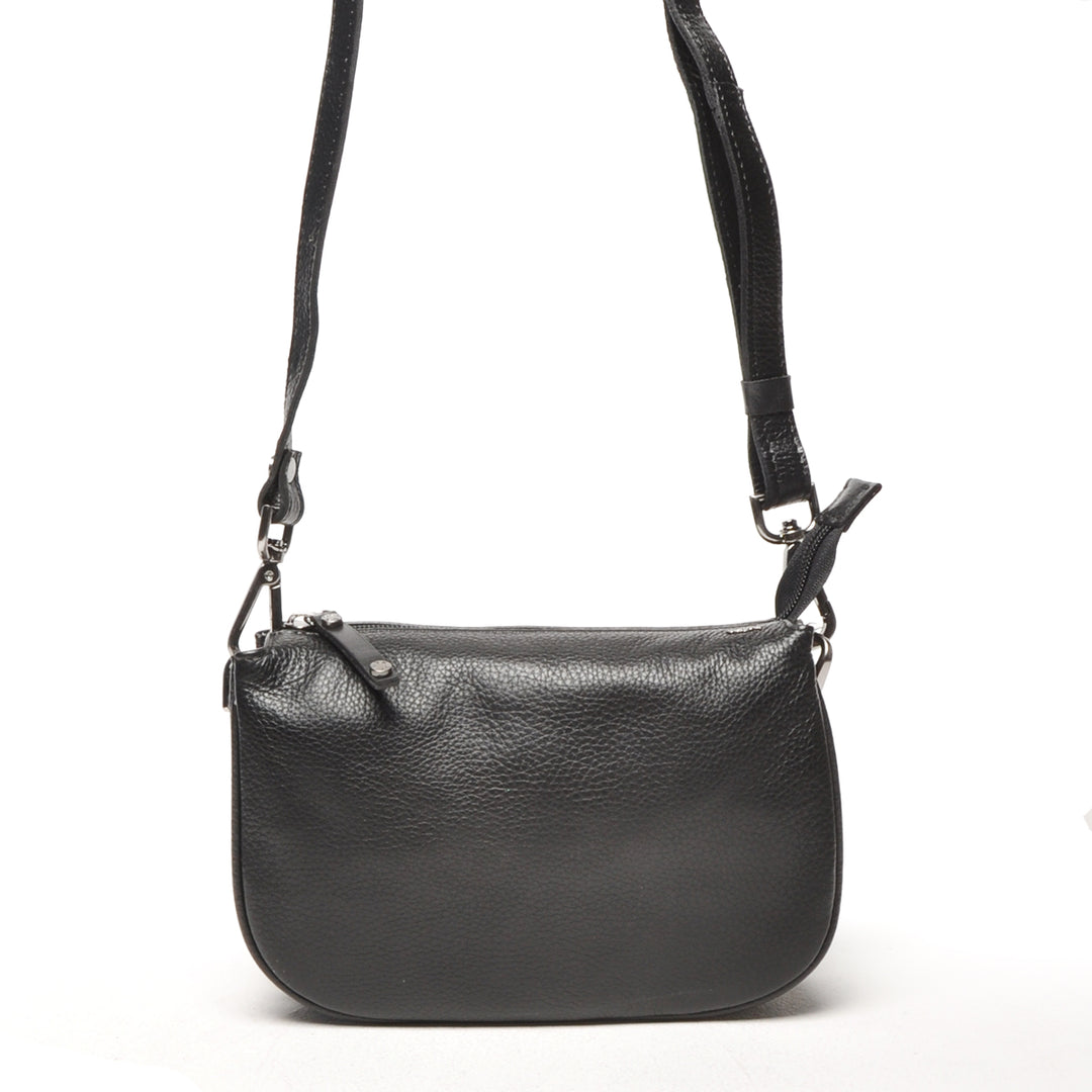 Voorkant van de Berba crossover tas in de kleur zwart #kleur_zwart