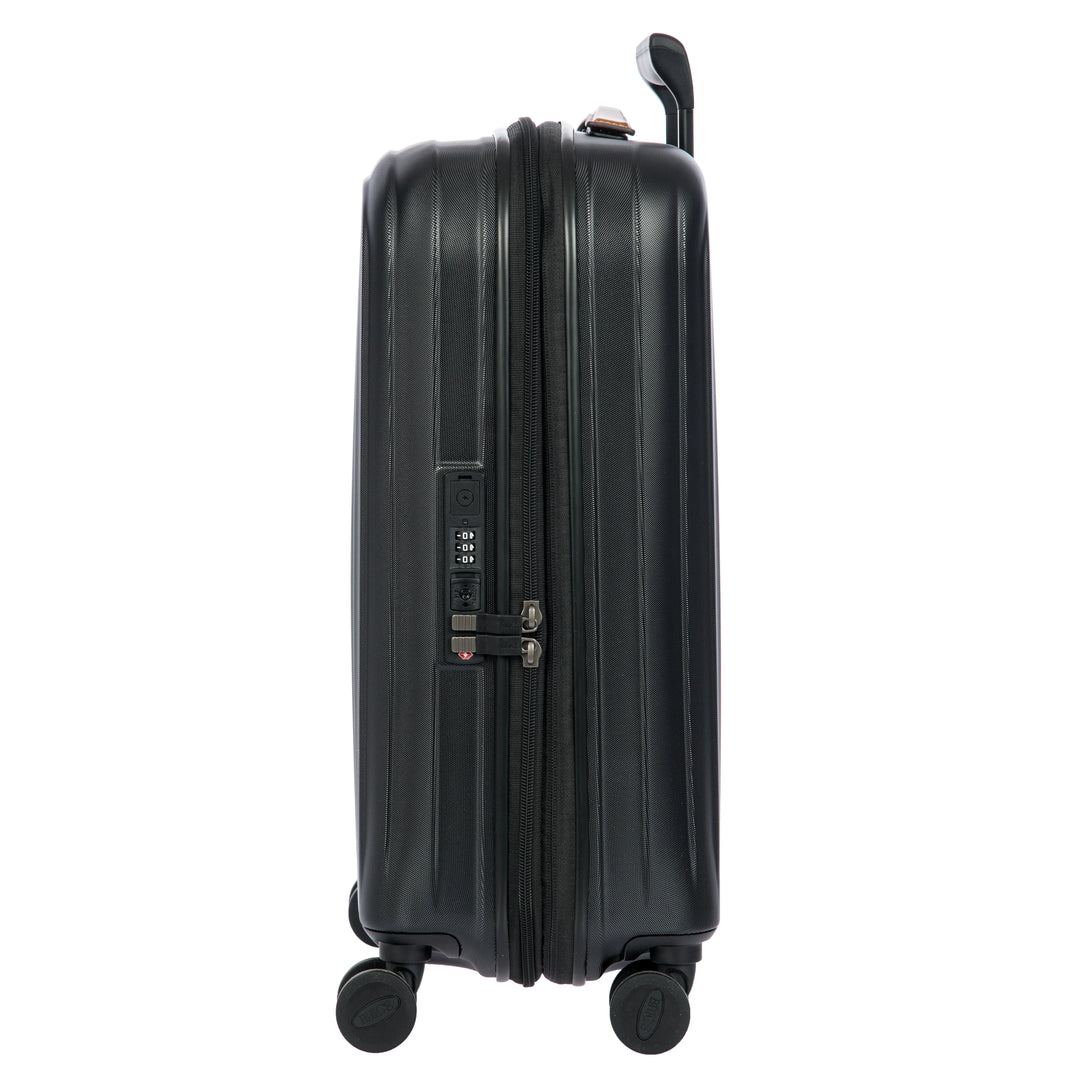 Zijkant van de Bric's Taormina handbagage koffer zwart #kleur_zwart