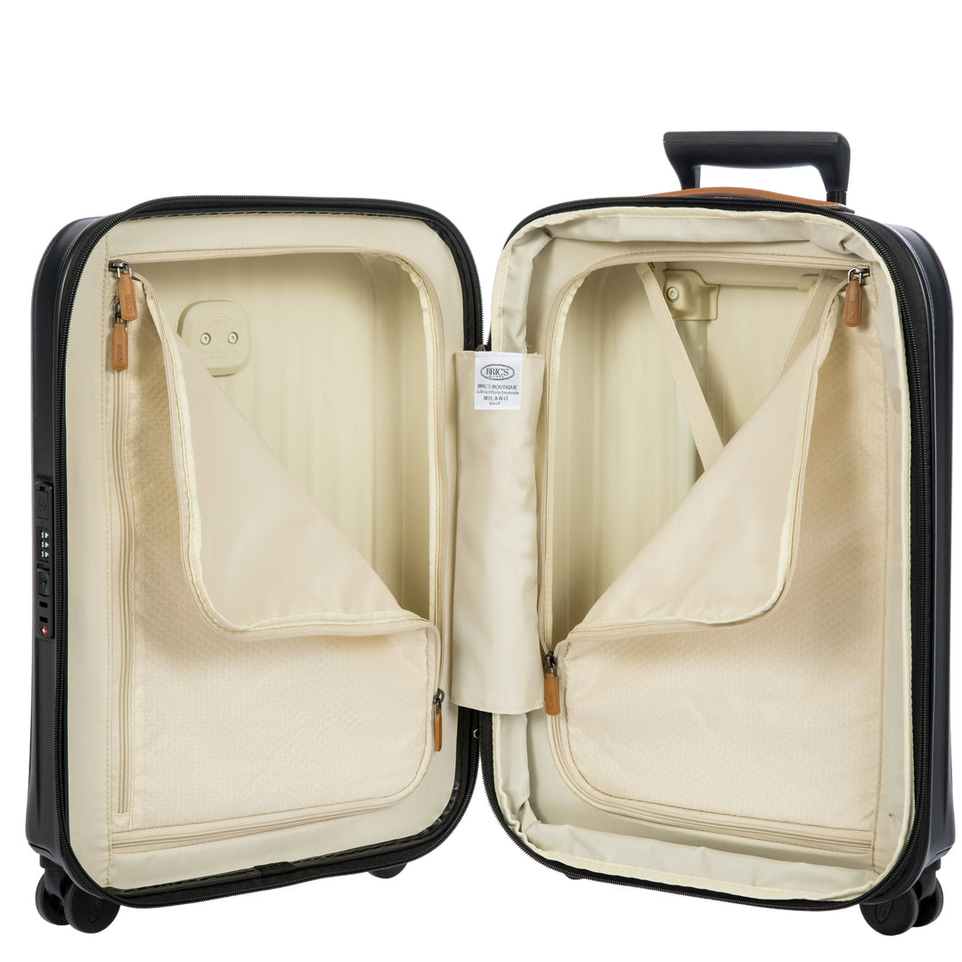 Binnenkant van de Bric's Taormina handbagage koffer zwart #kleur_zwart