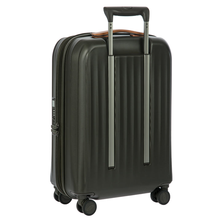 Achterkant van de Bric's Taormina handbagage koffer olijf #kleur_olijf