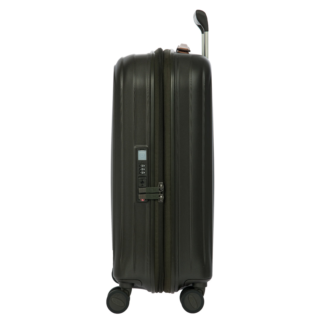 Zijkant van de Bric's Taormina handbagage koffer olijf #kleur_olijf