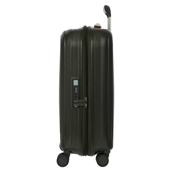 Zijkant van de Bric's Taormina handbagage koffer olijf #kleur_olijf