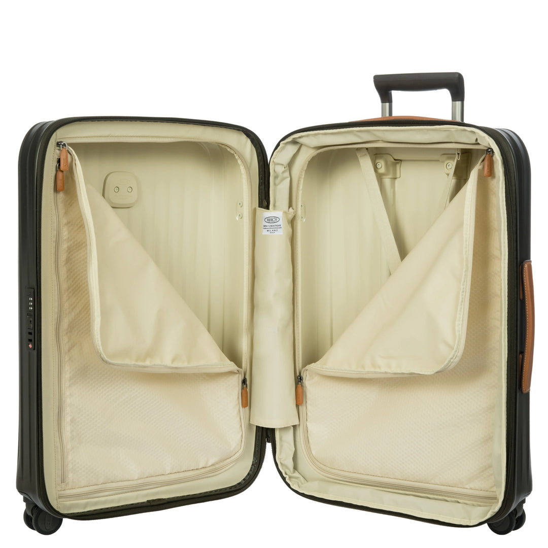 Binnenkant van de Bric's Taormina middelmaat koffer olijf #kleur_olijf