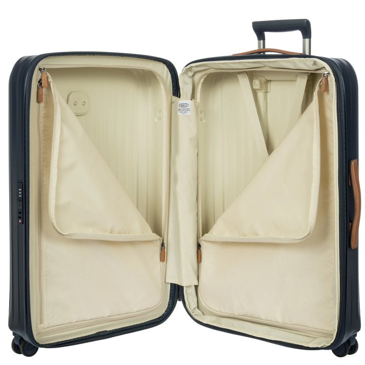 Binnenkant van de Bric's Taormina grote koffer in navy #kleur_navy