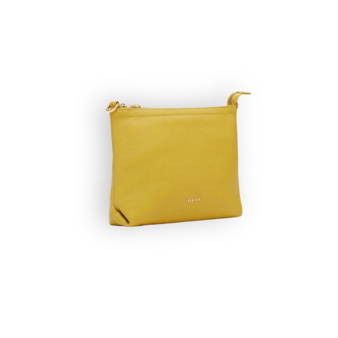 Voorzijde van de BIASIA slimme crossover tas in het geel #kleur_geel
