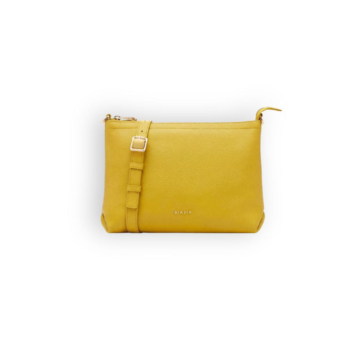 Voorkant van de BIASIA slimme crossover tas in het geel #kleur_geel
