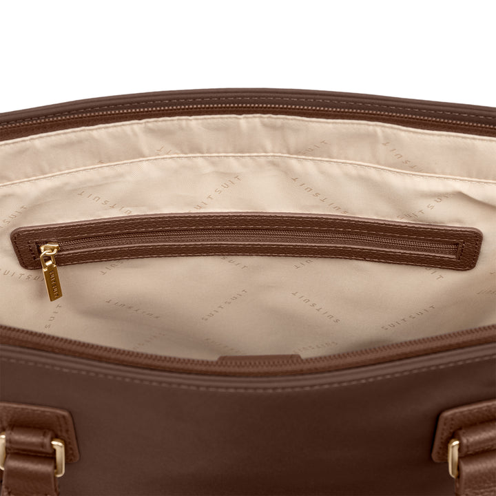 Binnenkant van de SUTISUIT daily tote #kleur_chocolade