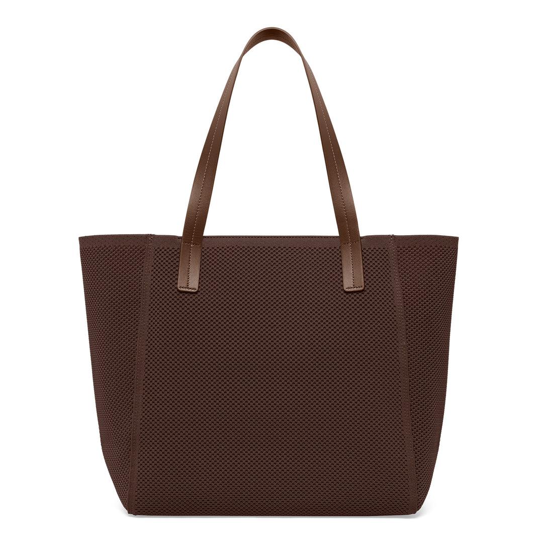 Achterkant van de SUITSUIT Flyknit schoudertas in chocolade #kleur_chocolade