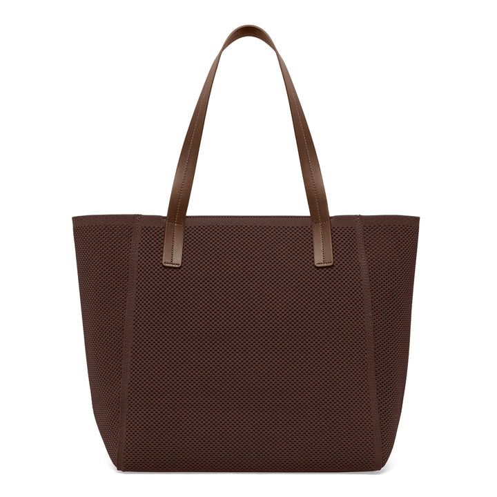 Achterkant van de SUITSUIT Flyknit schoudertas in chocolade #kleur_chocolade