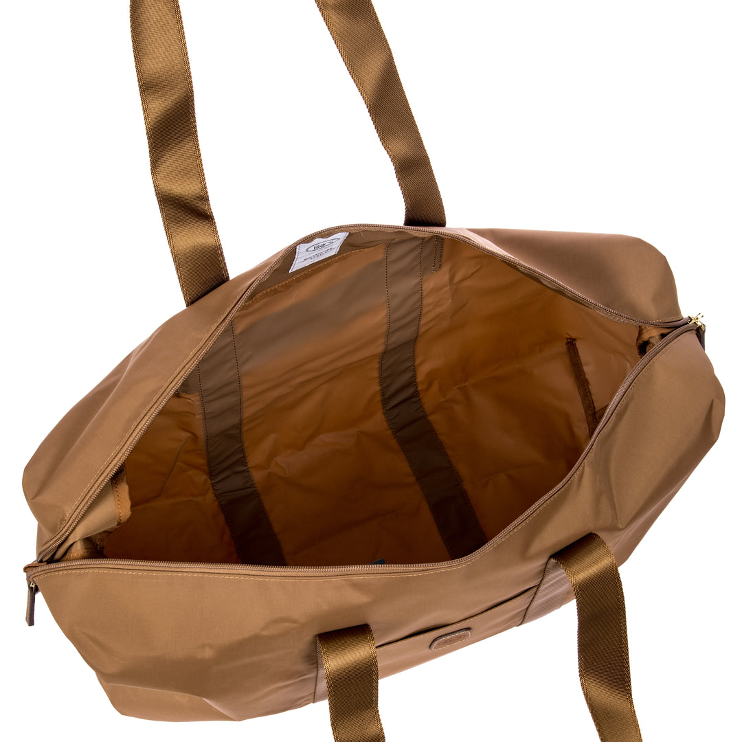 Binnenkant van de Bric's weekendtas in het Brownie #kleur_brownie