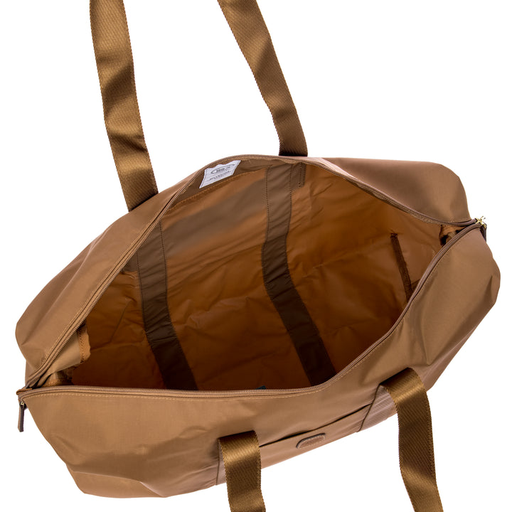 Binnenkant van de Bric's weekendtas in het Brownie #kleur_brownie