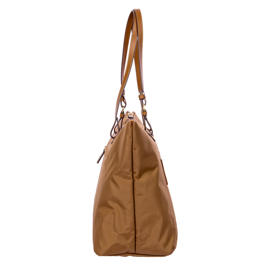 Zijkant van de Grote brics shopper tas #kleur_brownie