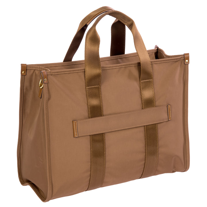 Achterkant van de grote laptop tas van Bric's #kleur_brownie