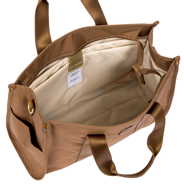 Binnenkant van de grote laptop tas van Bric's #kleur_brownie