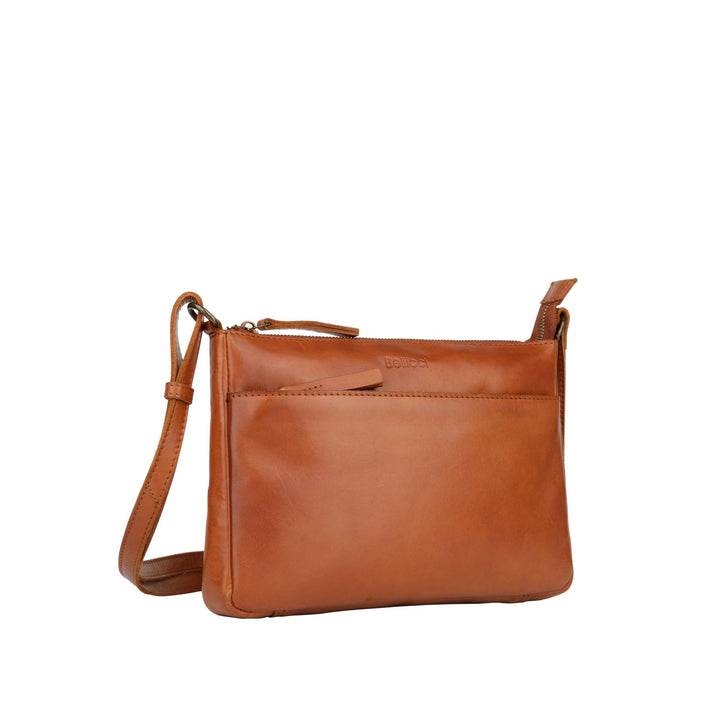 Voorkant Bellicci Cecillia crossover tas #kleur_cognac