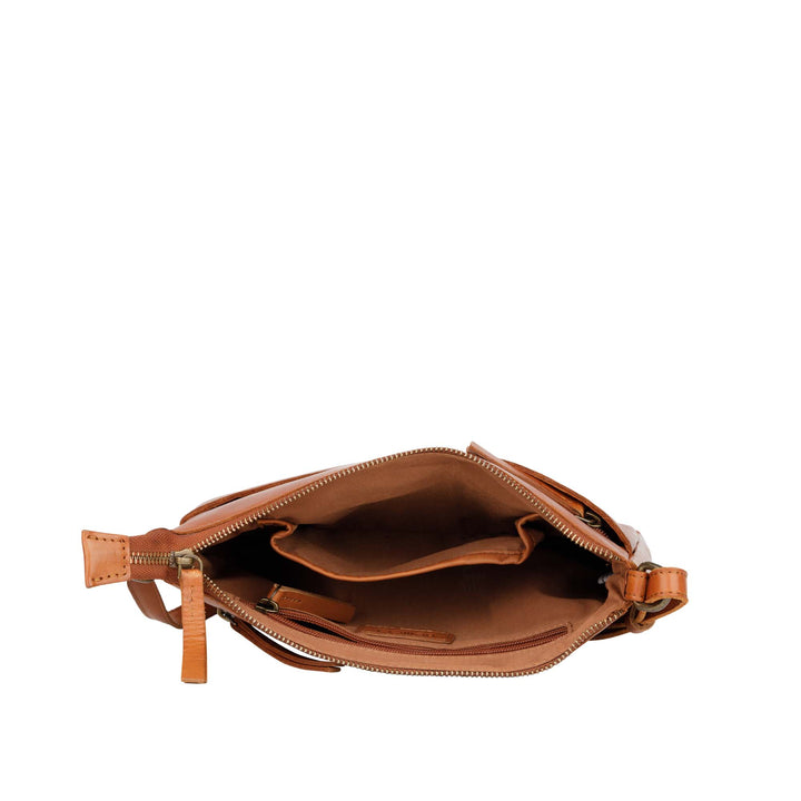 Binnenkant Bellicci Cecillia crossover tas #kleur_cognac
