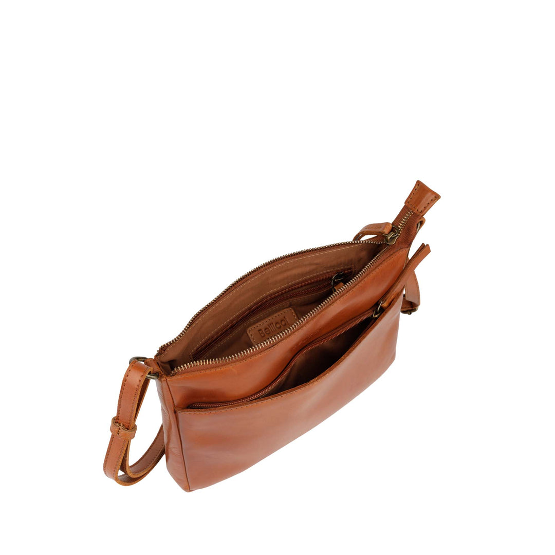 Binnenkant Bellicci Cecillia crossover tas #kleur_cognac