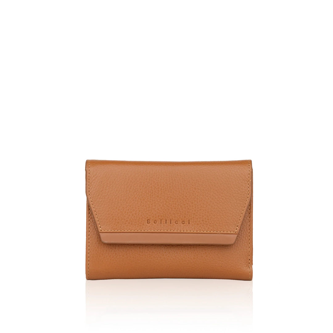 Voorkant Bellicci Clementine dames portemonnee #kleur_cognac