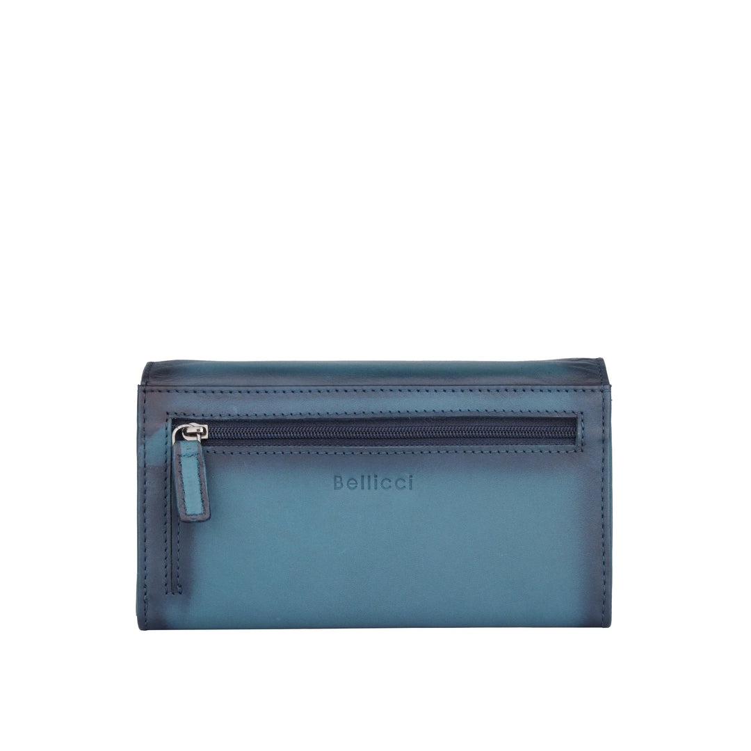 Achterkant Bellicci Käthe grote dames portemonnee #kleur_blauw