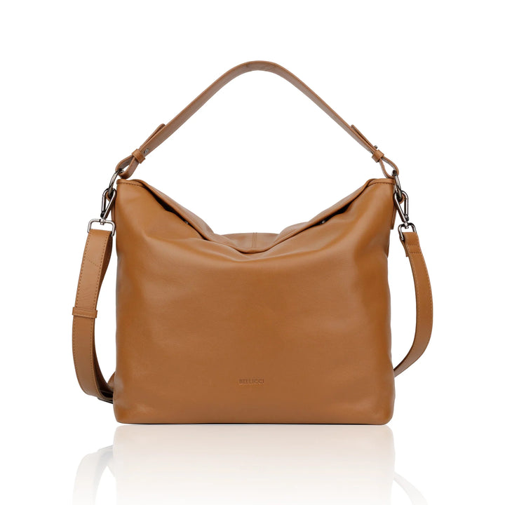 Voorkant Bellicci peggy hobo schoudertas #kleur_cognac