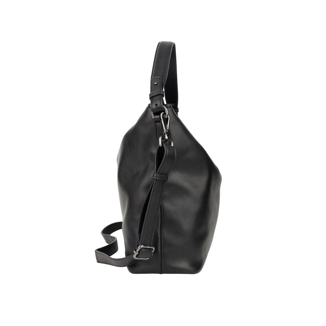 Zijkant Bellicci peggy hobo schoudertas #kleur_zwart