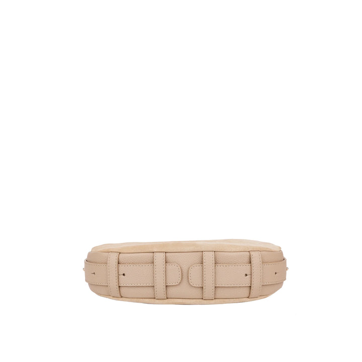 Onderkant Bellicci Rhea kleine suede schoudertas #kleur_beige