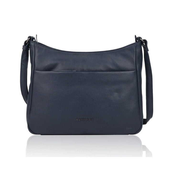 Voorkant Bellicci Sidney leren crossbodytas navy #kleur_navy