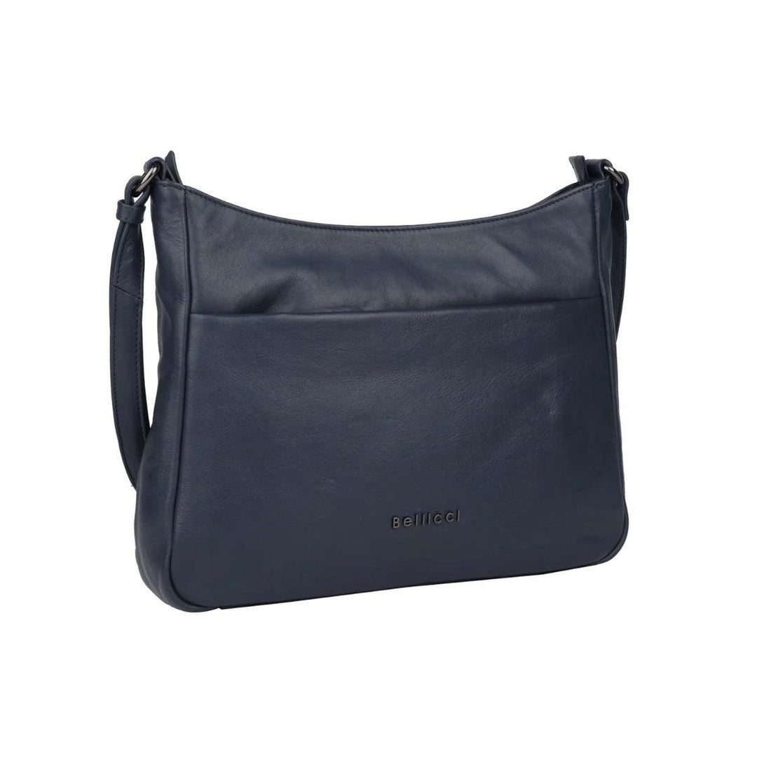 Voorzijde Bellicci Sidney leren crossbodytas navy #kleur_navy