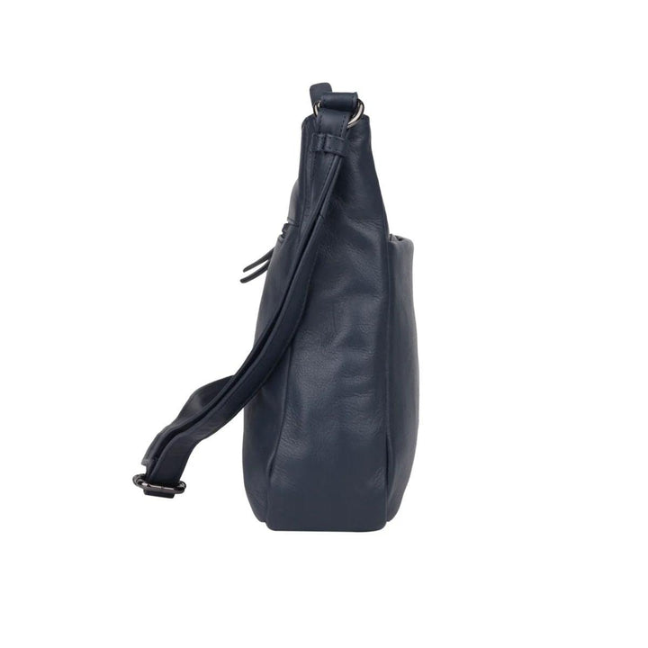 Zijkant Bellicci Sidney leren crossbodytas navy #kleur_navy