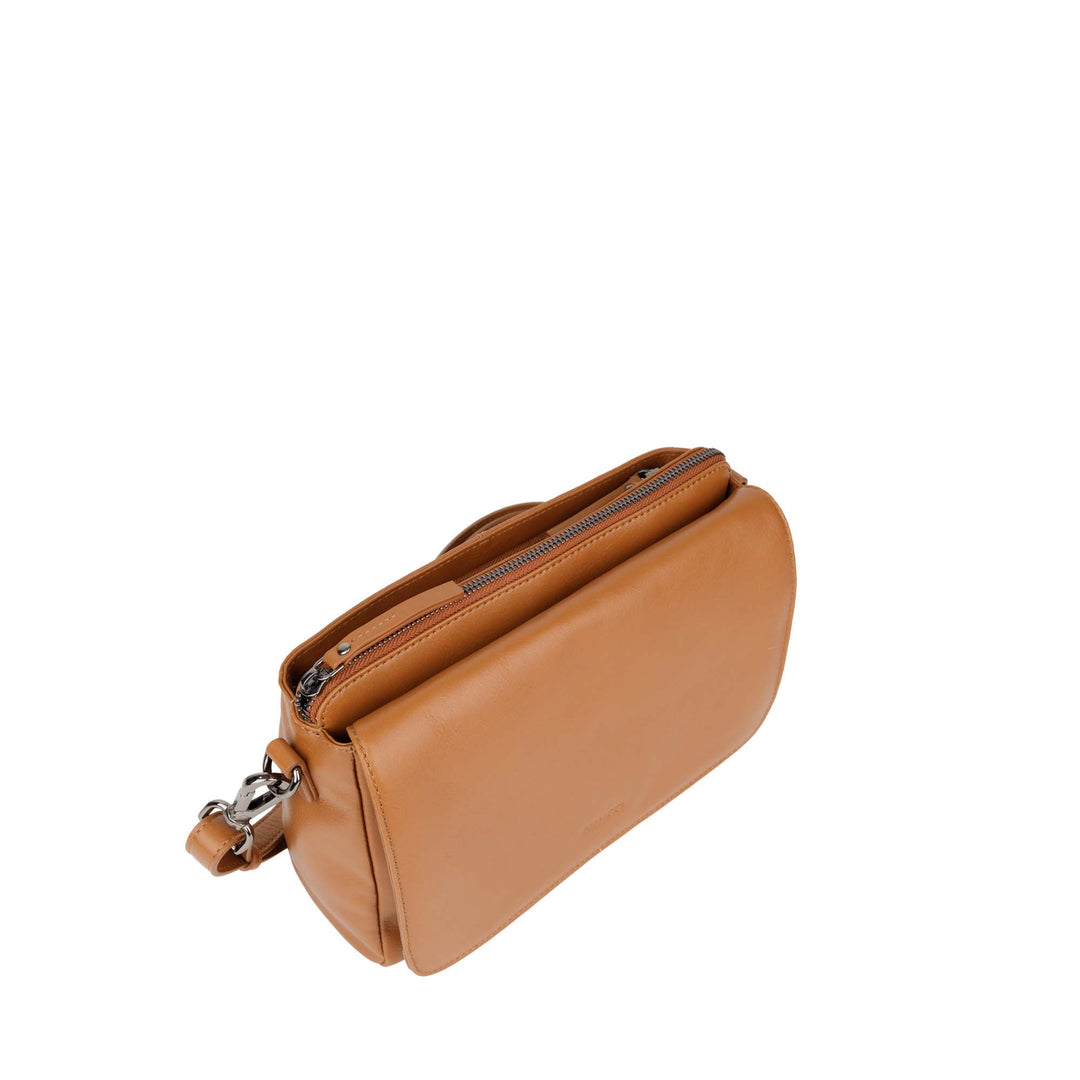 Bovenkant Bellicci Pauline leren schoudertas #kleur_cognac