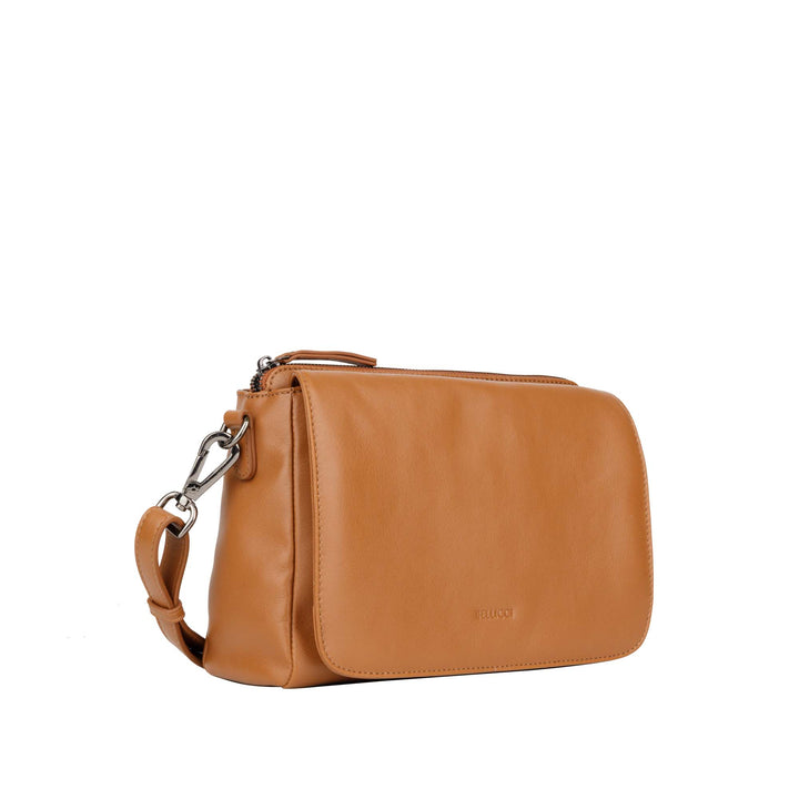 Voorzijde Bellicci Pauline leren schoudertas #kleur_cognac