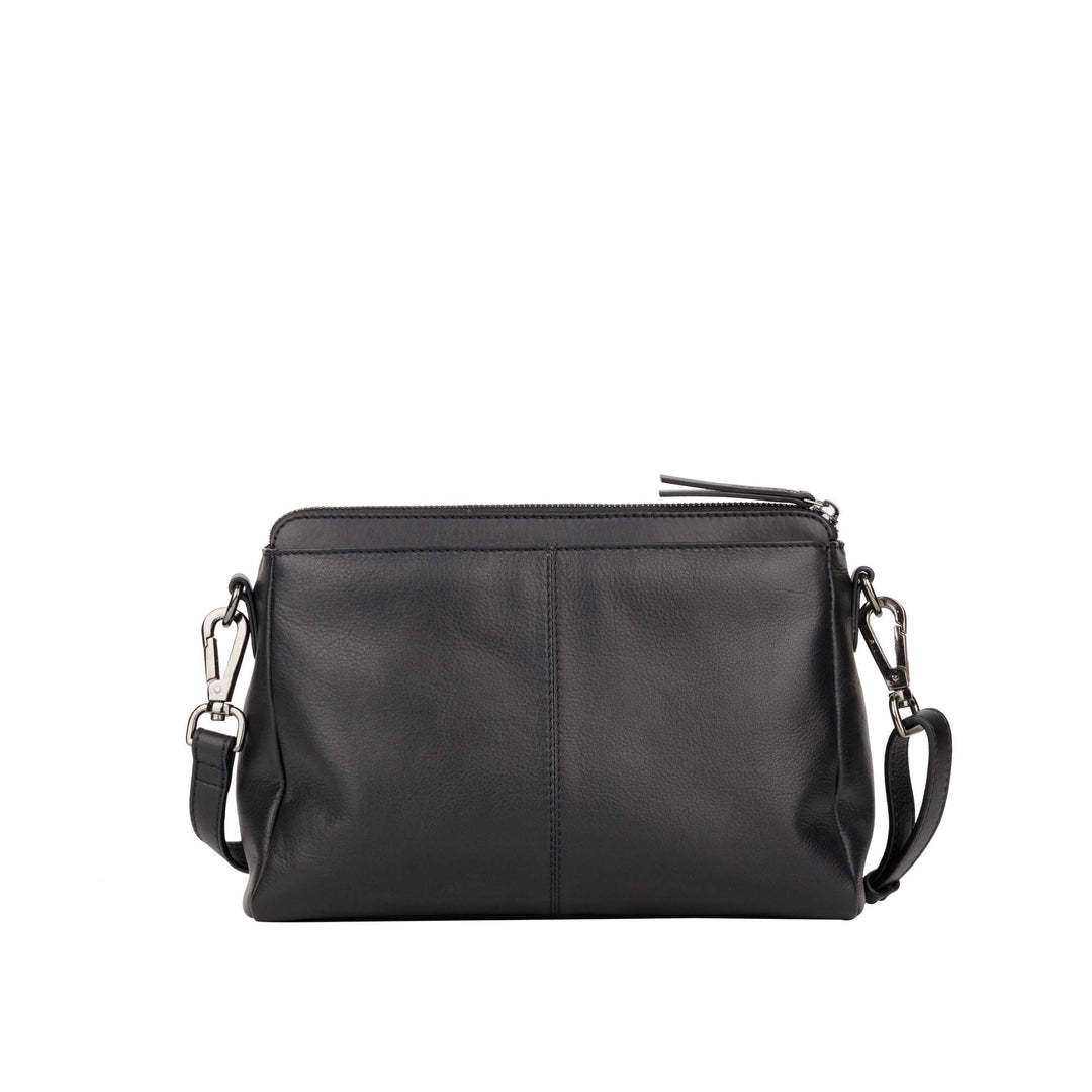 Achterkant Bellicci Pauline leren schoudertas #kleur_zwart