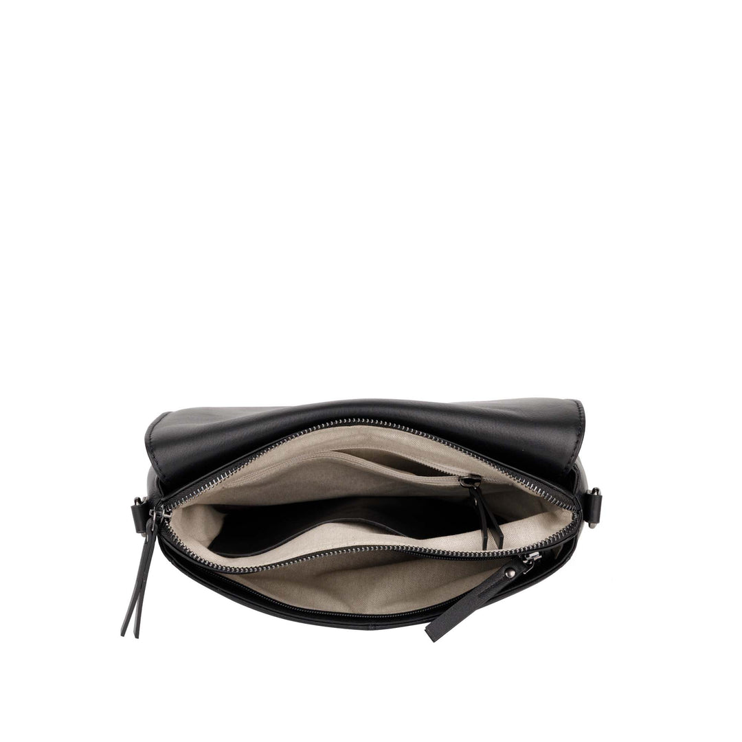 Binnenkant Bellicci Pauline leren schoudertas #kleur_zwart
