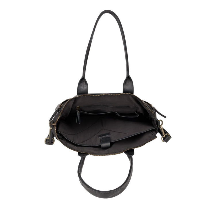 Binnenkant van de Bellicci Greselle leren werktas in het zwart #kleur_zwart