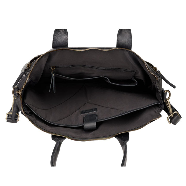 Binnenkant van de Bellicci Greselle leren werktas in het zwart #kleur_zwart