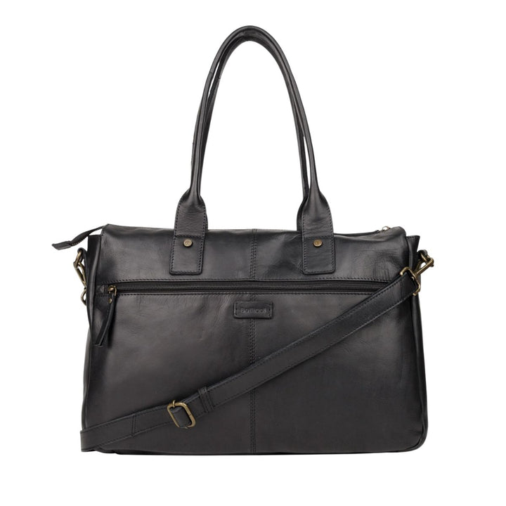 Achterkant van de Bellicci Greselle leren werktas in het zwart #kleur_zwart