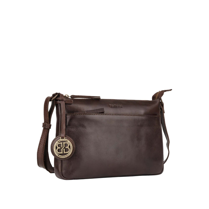Voorzijde Bellicci Cecillia crossover tas #kleur_donkerbruin