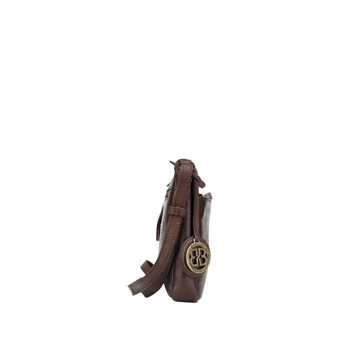 Zijkant Bellicci Cecillia crossover tas #kleur_donkerbruin