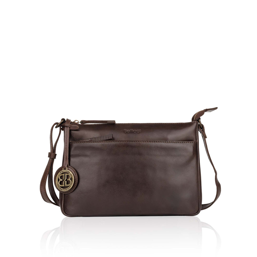 Voorkant Bellicci Cecillia crossover tas #kleur_donkerbruin